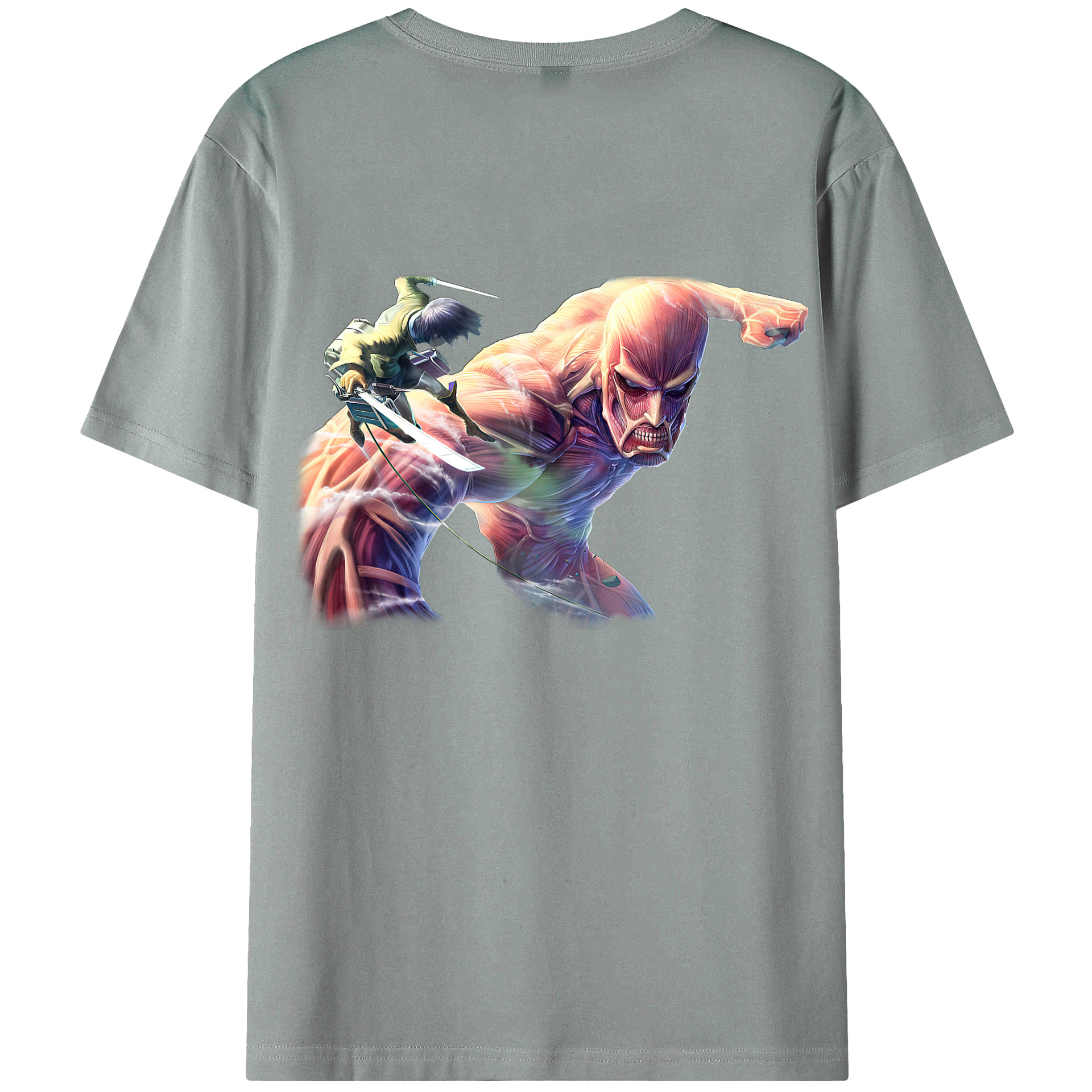 （画像用） 進撃の巨人 Attack on Titan 綿100％ メンズ半袖Tシャツ（バックプリント） 通気性